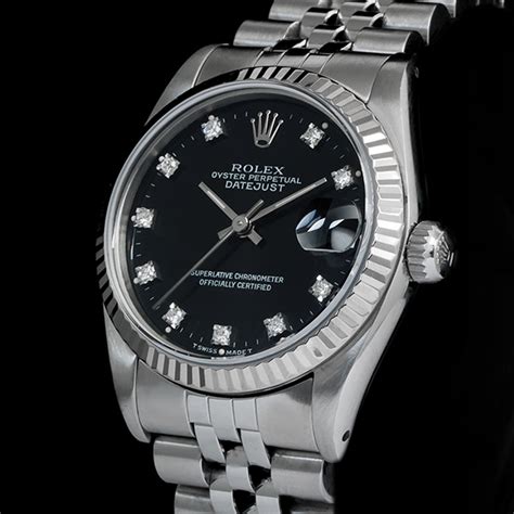 rolex datejust 18 k 045quadrante nero originale|rolex diamond datejust.